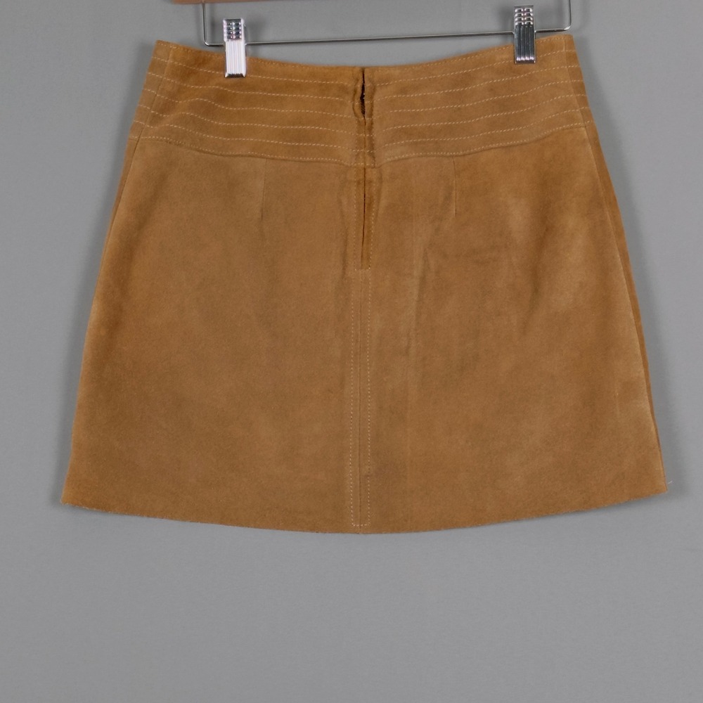 Free People Modern Love Suede Mini Skirt Tan Brown Boho Western Size 4 - Picture 2 of 9